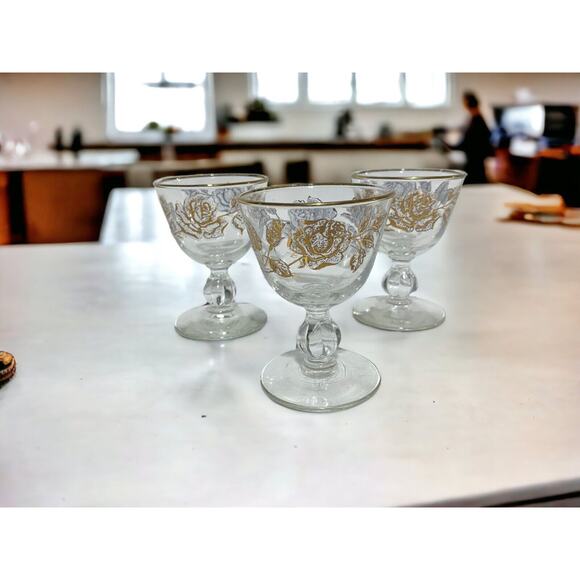 Libbey Rose Bouquet Barware Cordial Sherry Elegant Glass 3.75" Tall Set of 3 - Picture 4 of 9